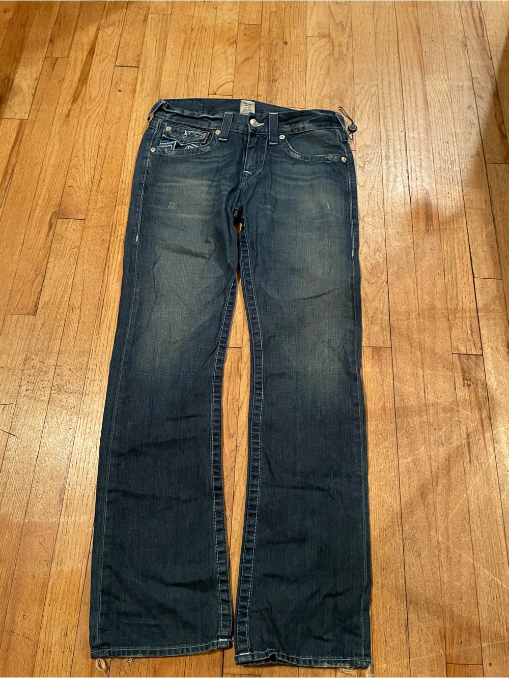True Religion Men's Faded Dark Blue Straight Jeans